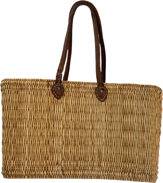 “ Champagne Please” Large leather handle Straw Bag