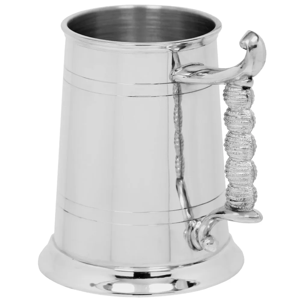 1 Pint* Classic Pewter Beer Mug Tankard With Rope Handle