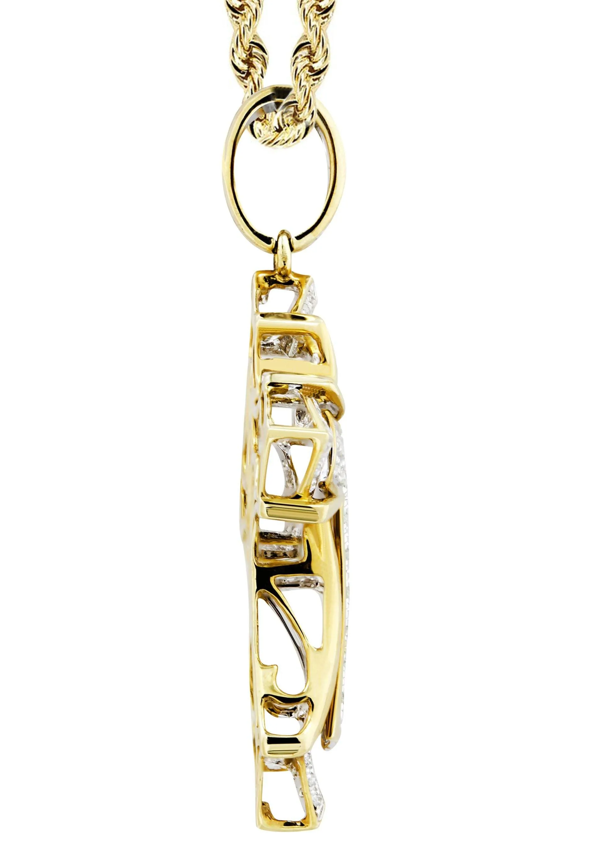 10K Yellow Gold Cross Diamond Necklace  | 0.32 Carats