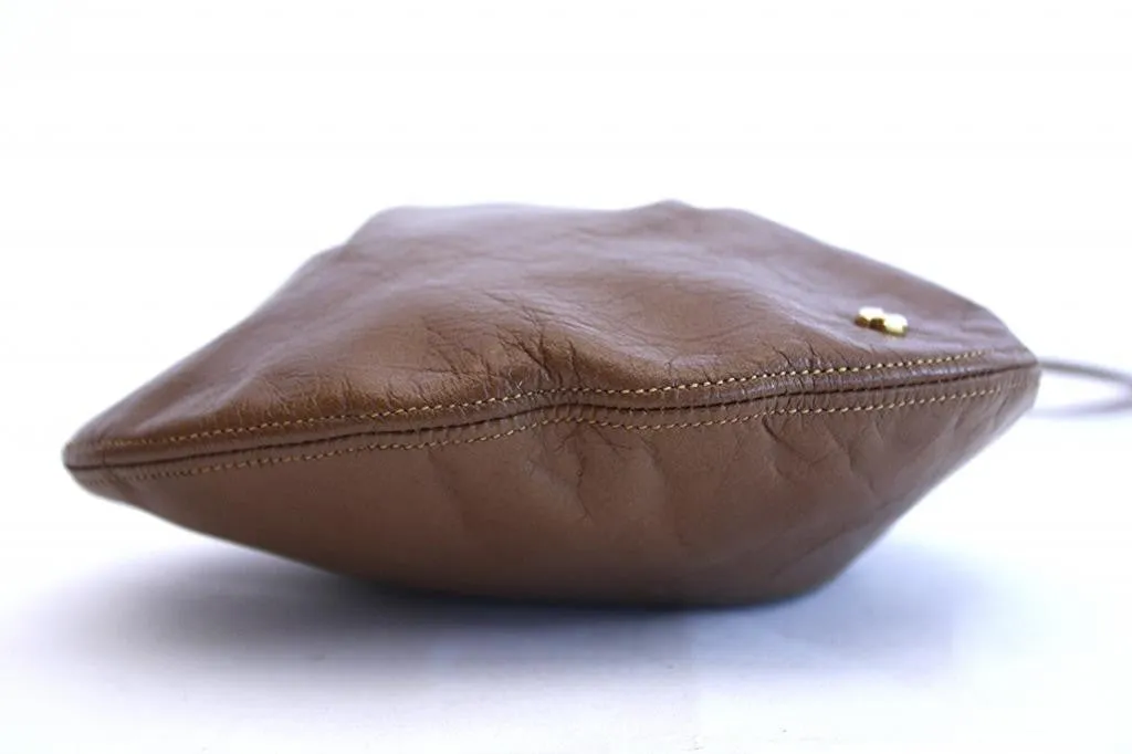 1970s HALSTON Brown Drawstring Pouch