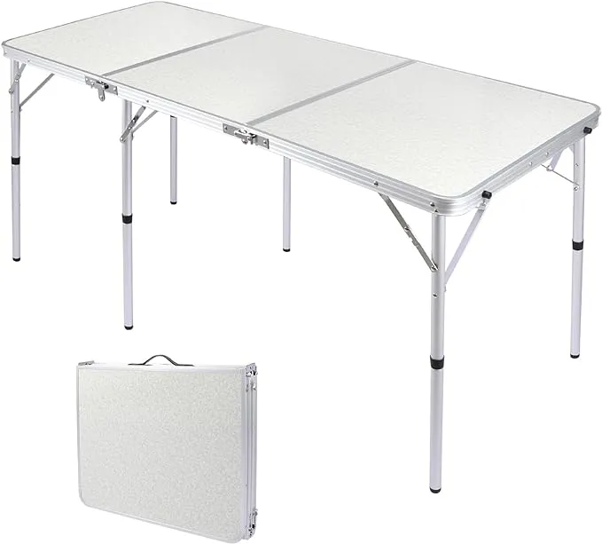 Aluminum Folding Camping Table with Adjustable Height Legs, 2/3/4ft