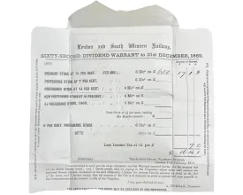 Antique 1869 London & South Western Railway Warrant in Envelope Form