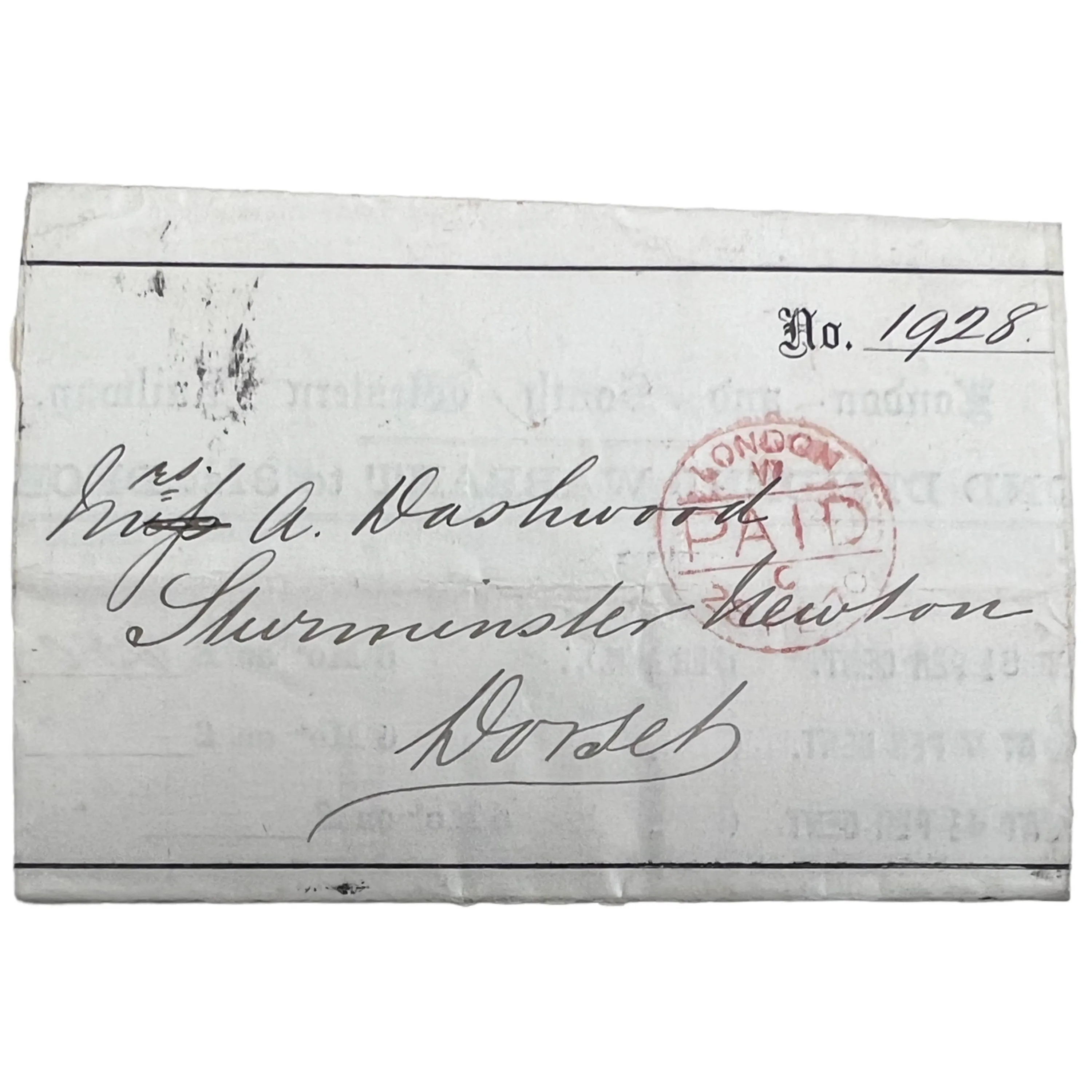 Antique 1869 London & South Western Railway Warrant in Envelope Form