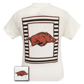 Arkansas Razorbacks Preppy Glitter Logo Hogs Girlie Bright T Shirt