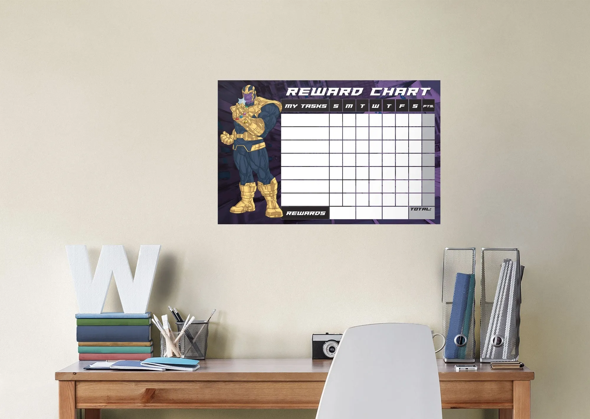 Avengers: THANOS Reward Chart Dry Erase        - Officially Licensed Marvel Removable Wall   Adhesive Decal