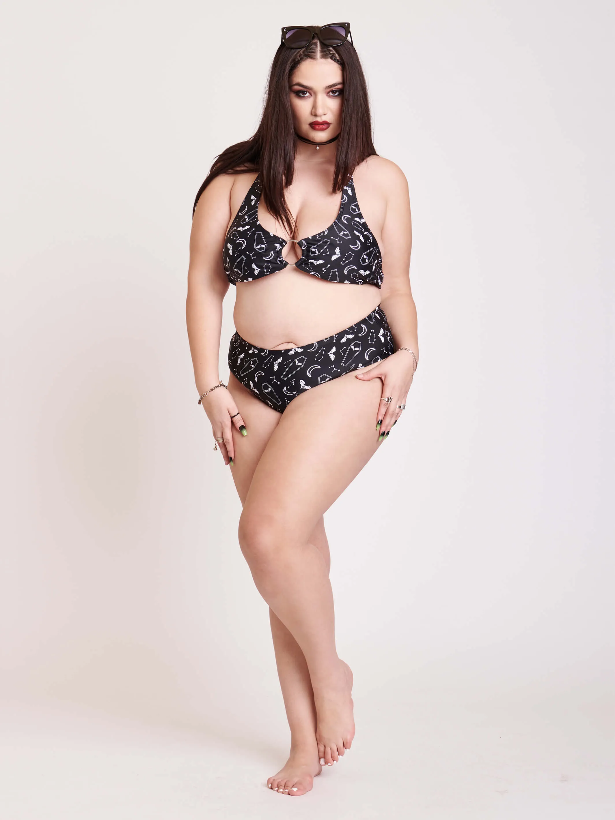 Bat Coffin Halter Bikini Top