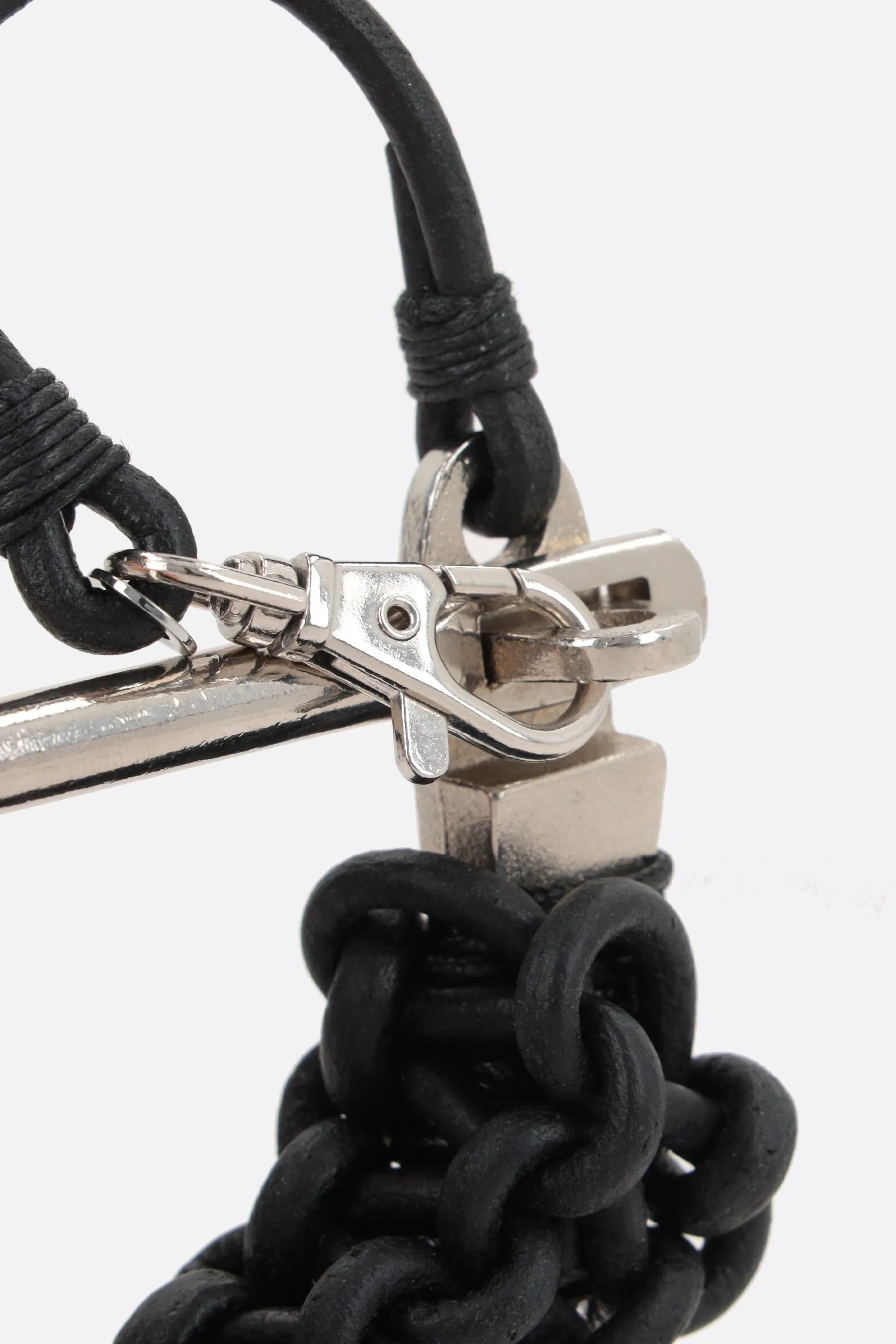 braided leather and metal handle key holder