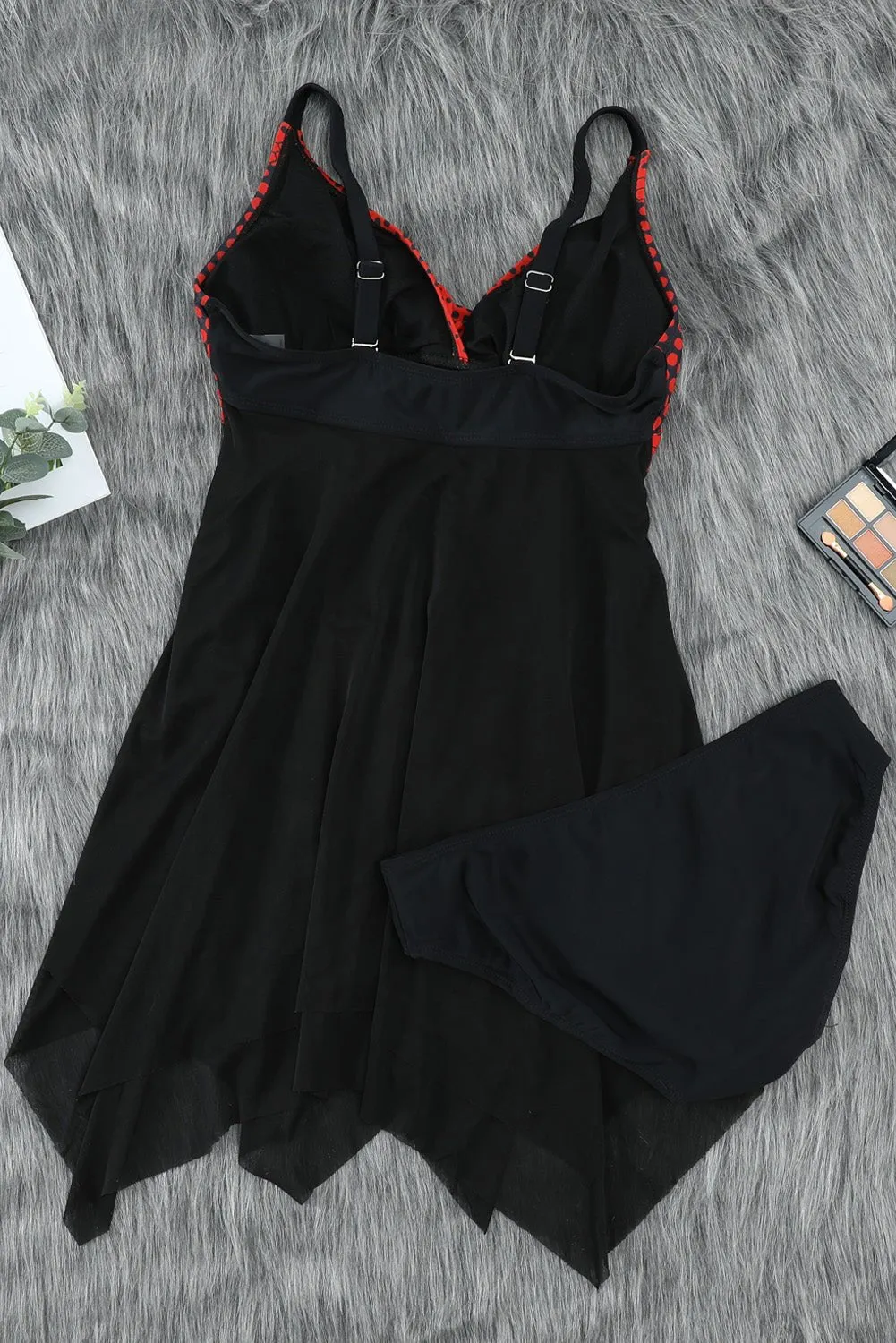 Brooke Plus Size Polka Dot Hem Swim Dress and Bottoms Set