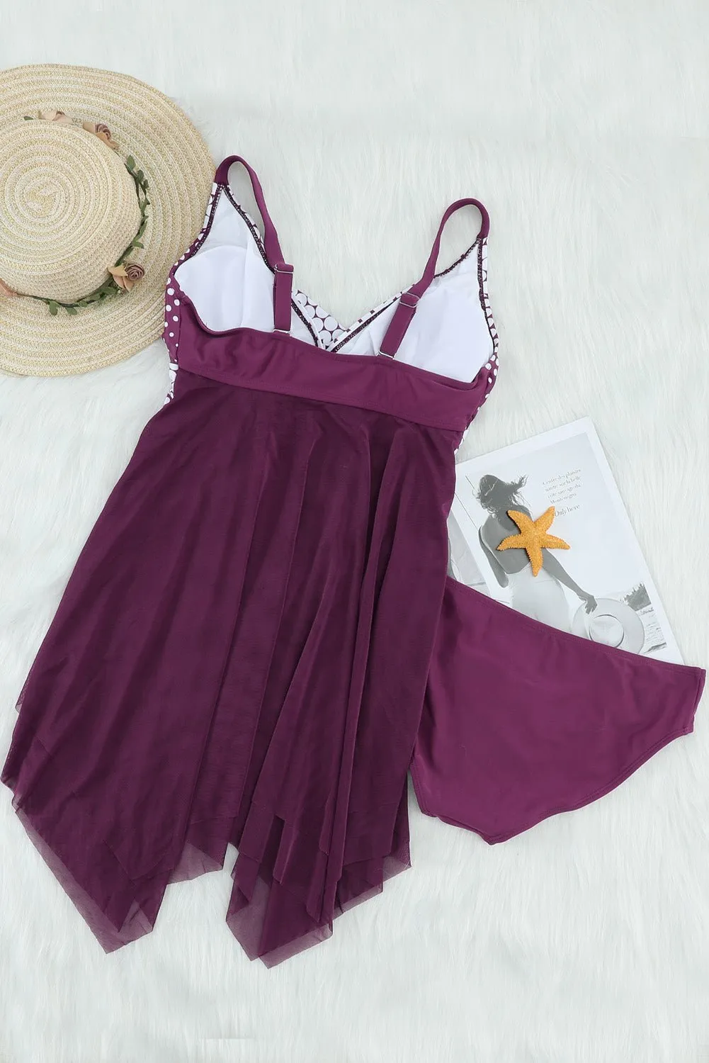 Brooke Plus Size Polka Dot Hem Swim Dress and Bottoms Set