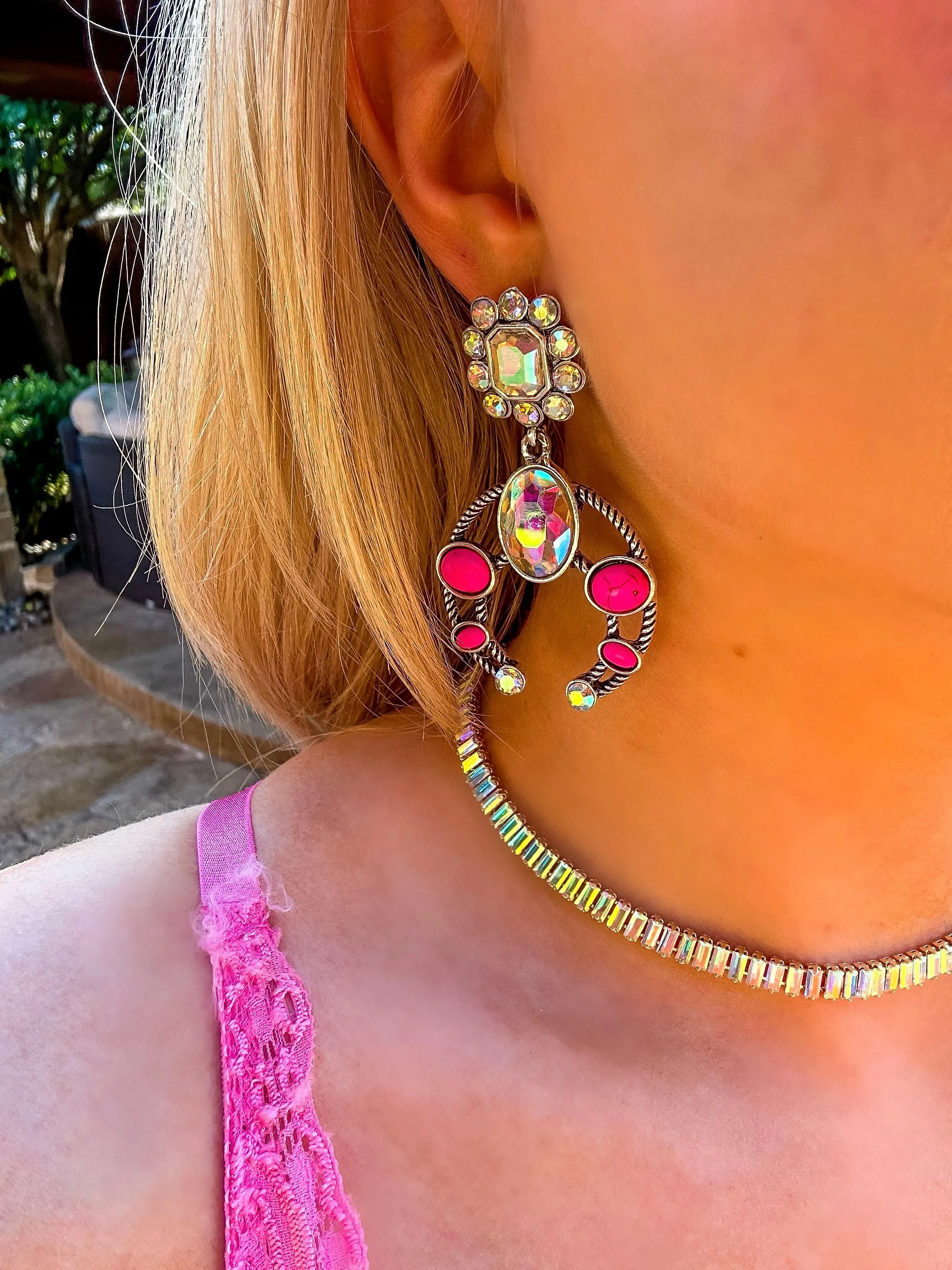 Callahan AB Crystal Squash Blossom Earrings - Pink