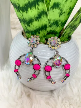 Callahan AB Crystal Squash Blossom Earrings - Pink