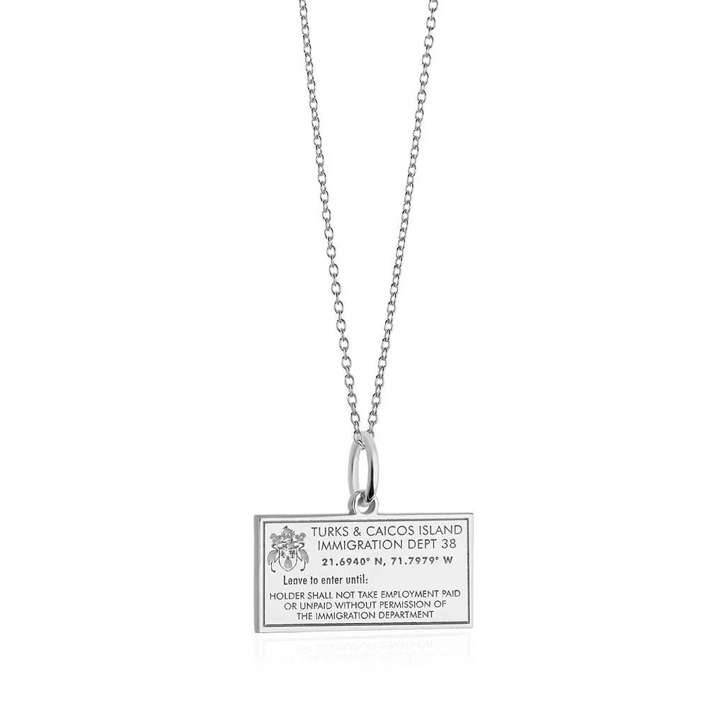 Charm, Turks & Caicos Passport Stamp Charm Silver