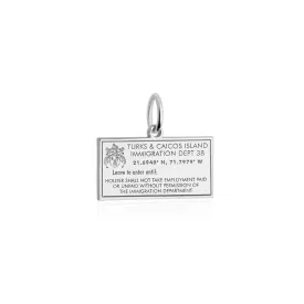 Charm, Turks & Caicos Passport Stamp Charm Silver