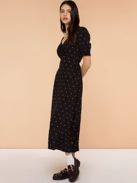 Cian Dress in Mono Polka Dot