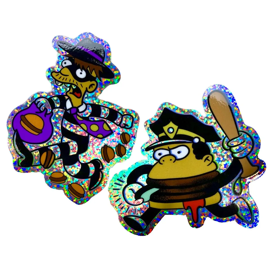 Cletus and Wiggum Glitter Sticker set