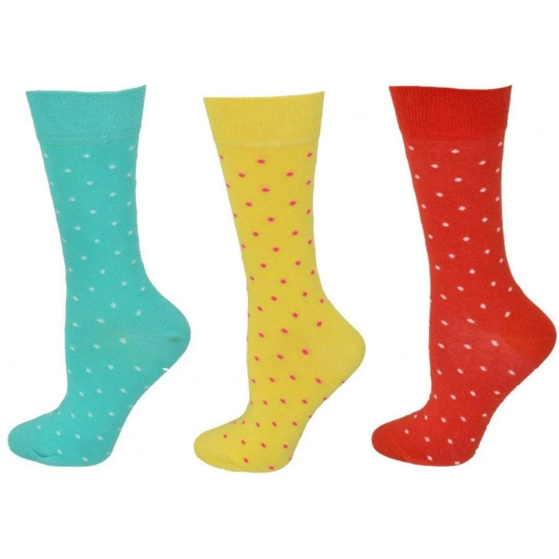 Combed Cotton Pin Dot Crew Casual Women's 3 Pr. Pack Socks
