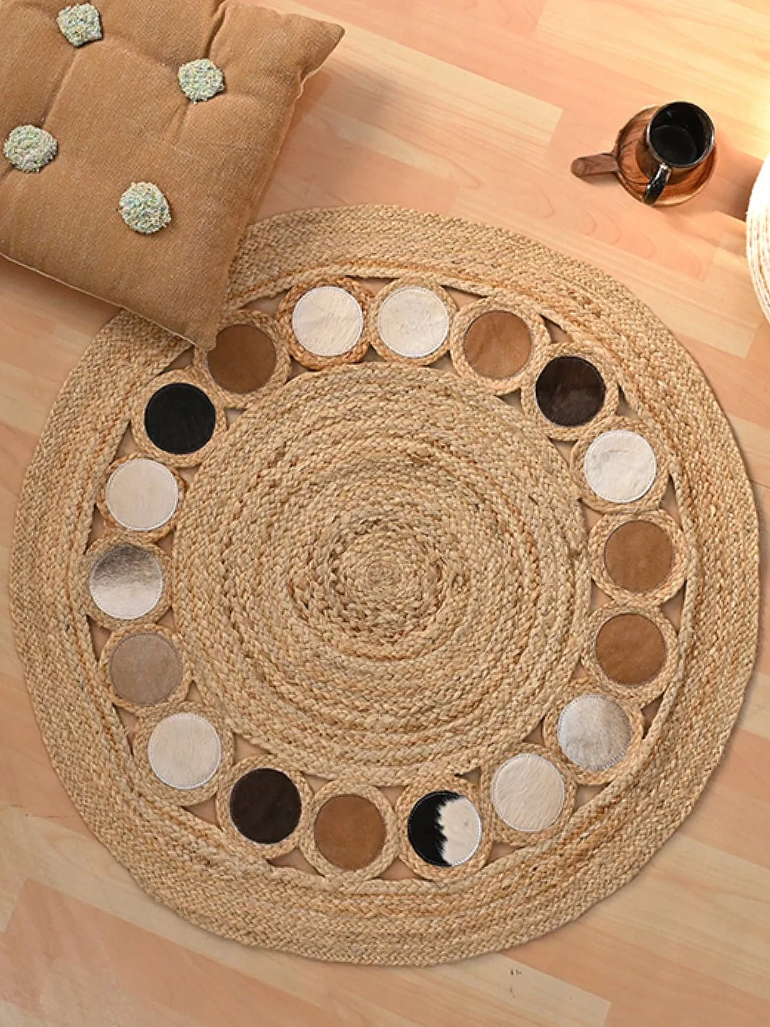 CONKLIN- ROUND JUTE BEIGE BROWN RUG