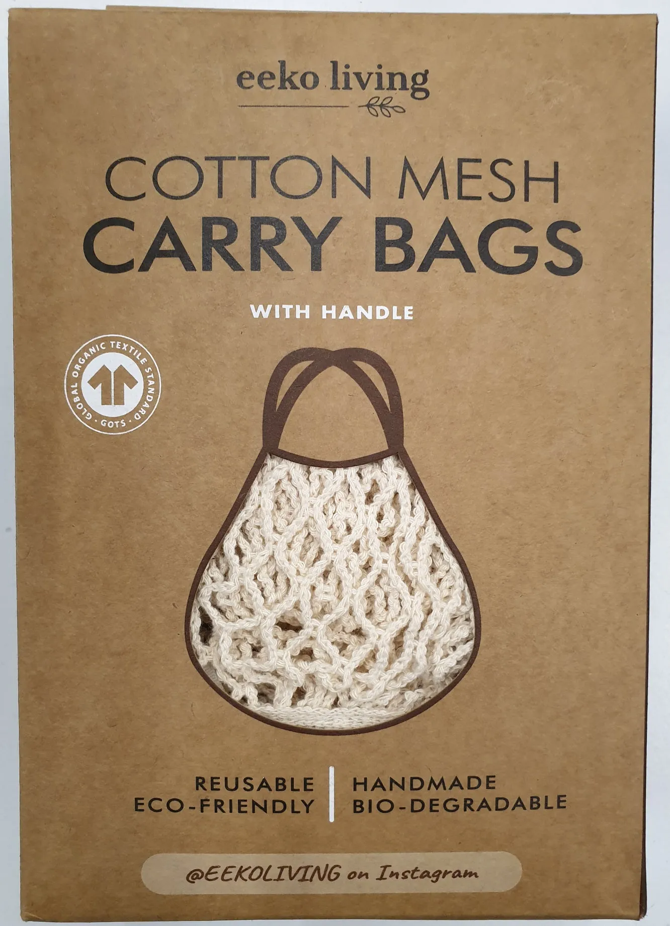 Cotton Mesh Carry Bags - Long Handle (2 Pack)