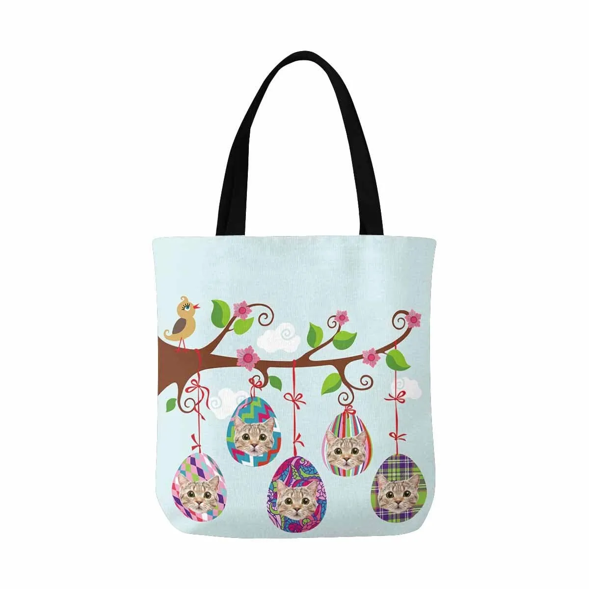 Custom Cat Face Easter Eggs Canvas Tote Bag