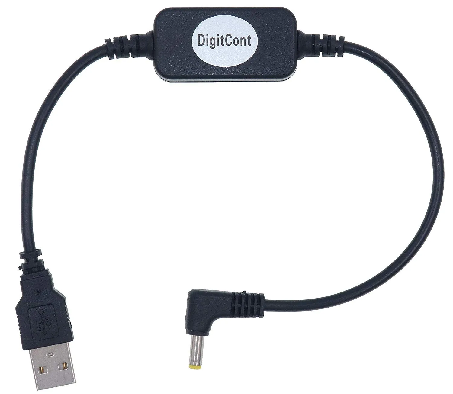 DigitCont USB DC 5V to DC 12V Power Supply Cable/Adapter/Voltage Step Up Converter, 4mm x 1.7mm, 1' Length, Plug & Play, Small & Light, for Amazon Echo Spot, Echo Dot (Black)