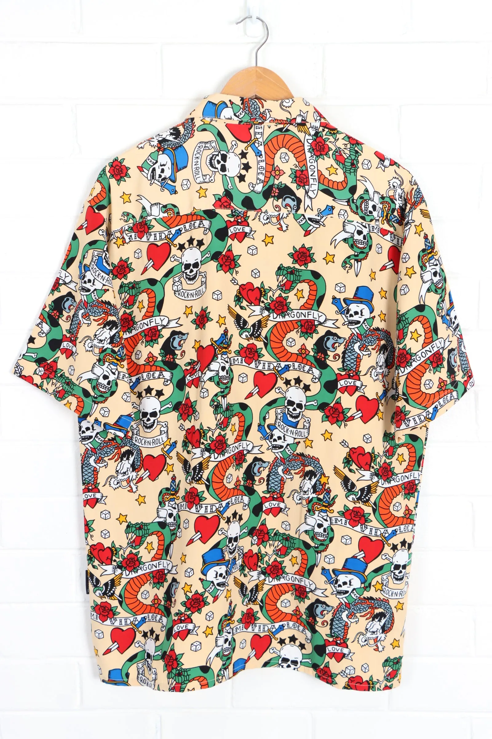 DRAGONFLY Clothing Co. Tattoo Print Short Sleeve Shirt (XL)