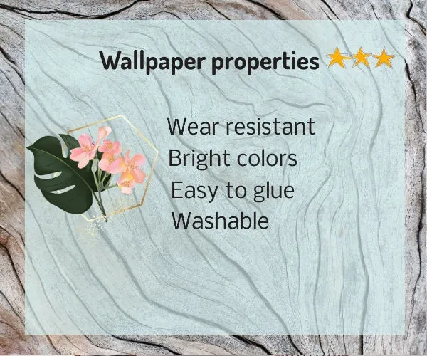 Extra large tropical self adhesive wallpaper, temporary light blue peel and stick wall mural, accentual canvas bamboo photo wallpaper
