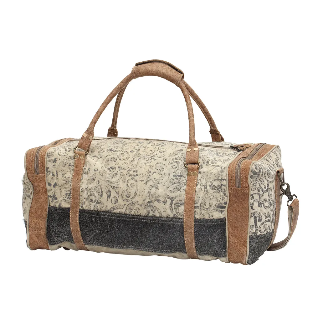 Floral Print & Hair-On Traveller Bag