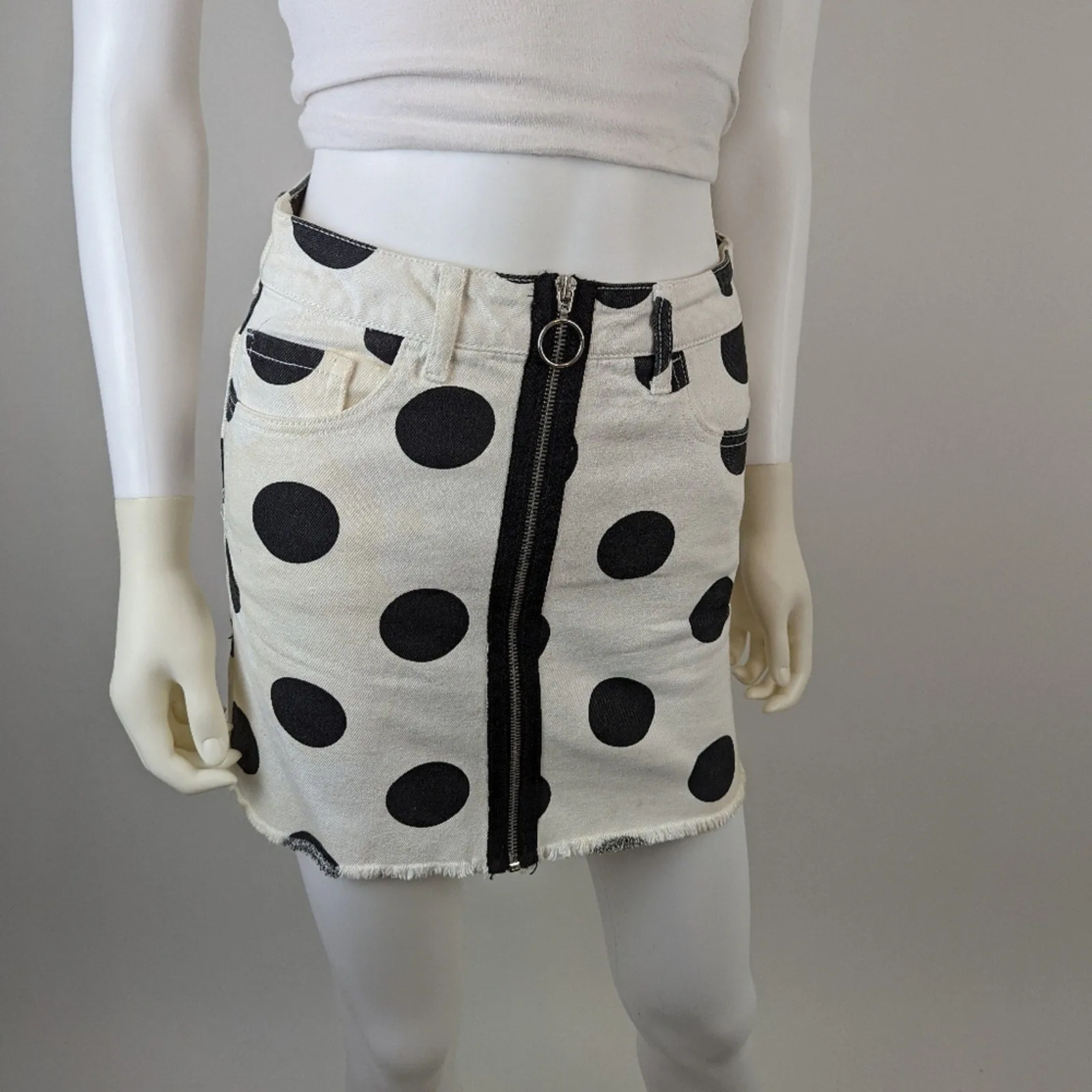 Forever 21 Polka Dot Full Zip Mini Skirt 24