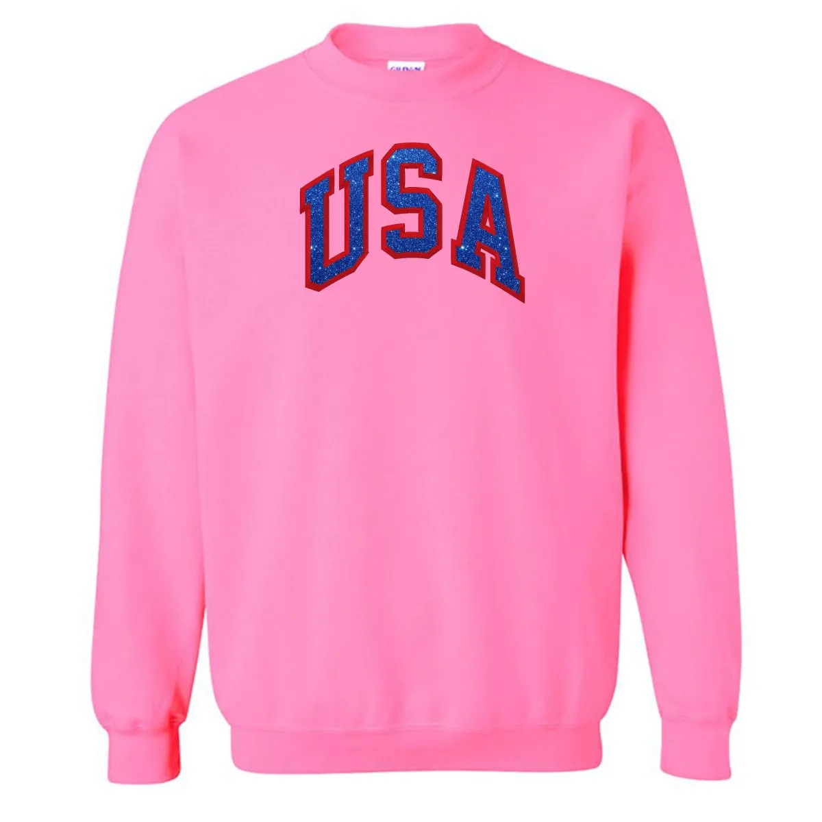 Glitter Embroidery 'USA' Crewneck Sweatshirt