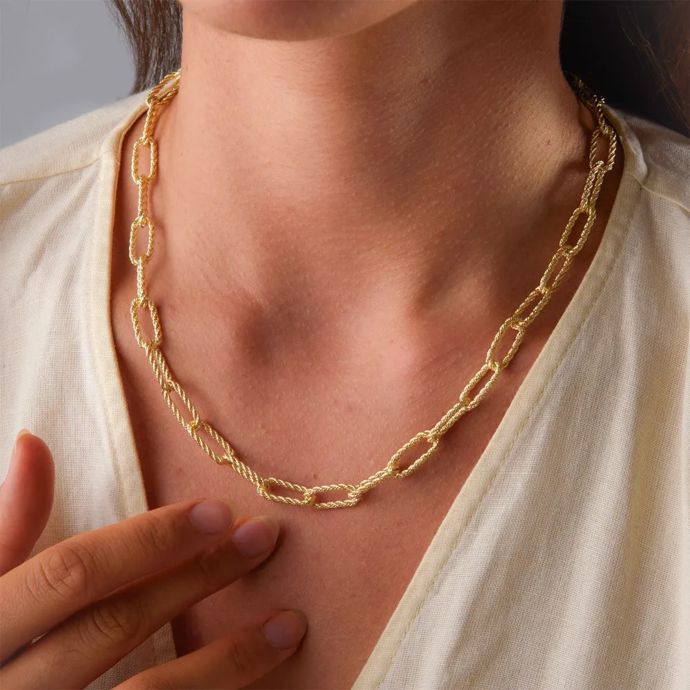 Gold Essentials Paperclip Rope Necklace   Paperclip Gold Rope Bracelet