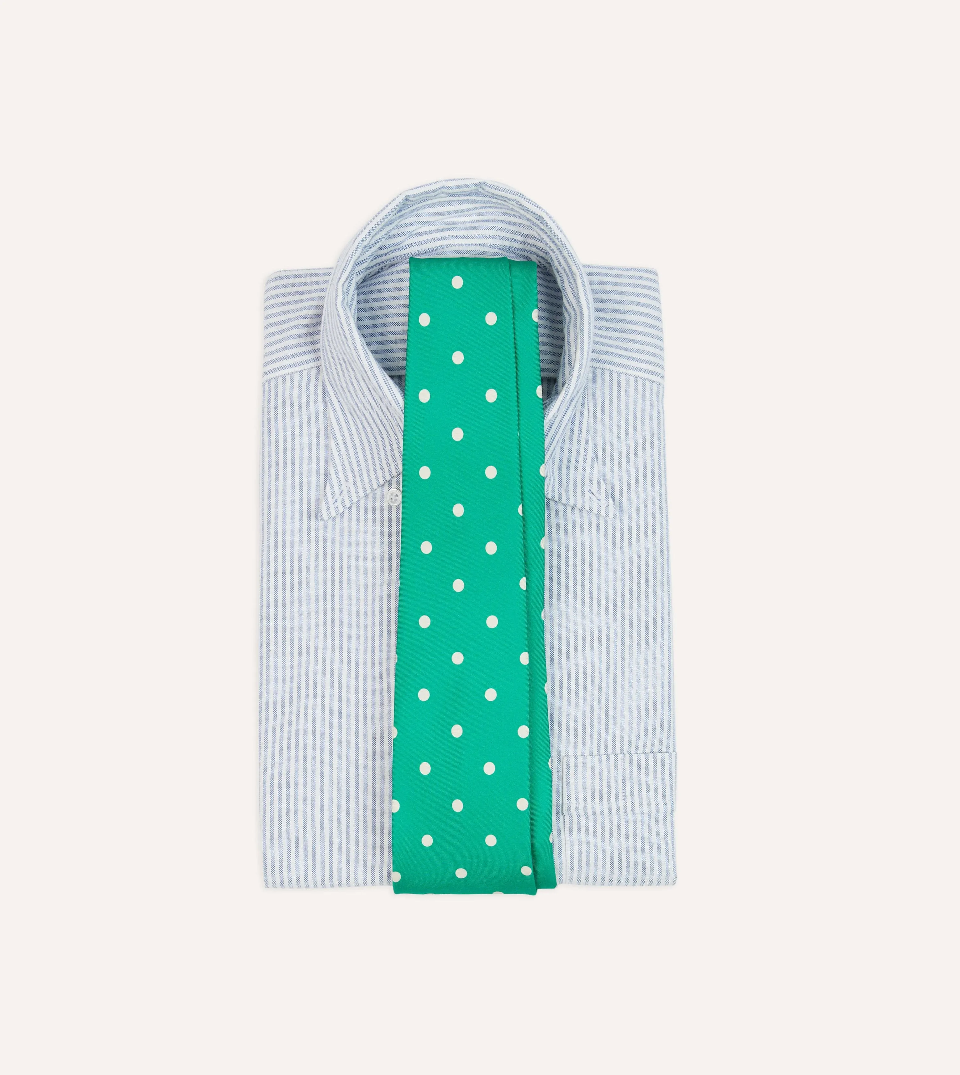 Green Polka Dot Silk Self-Tipped Tie