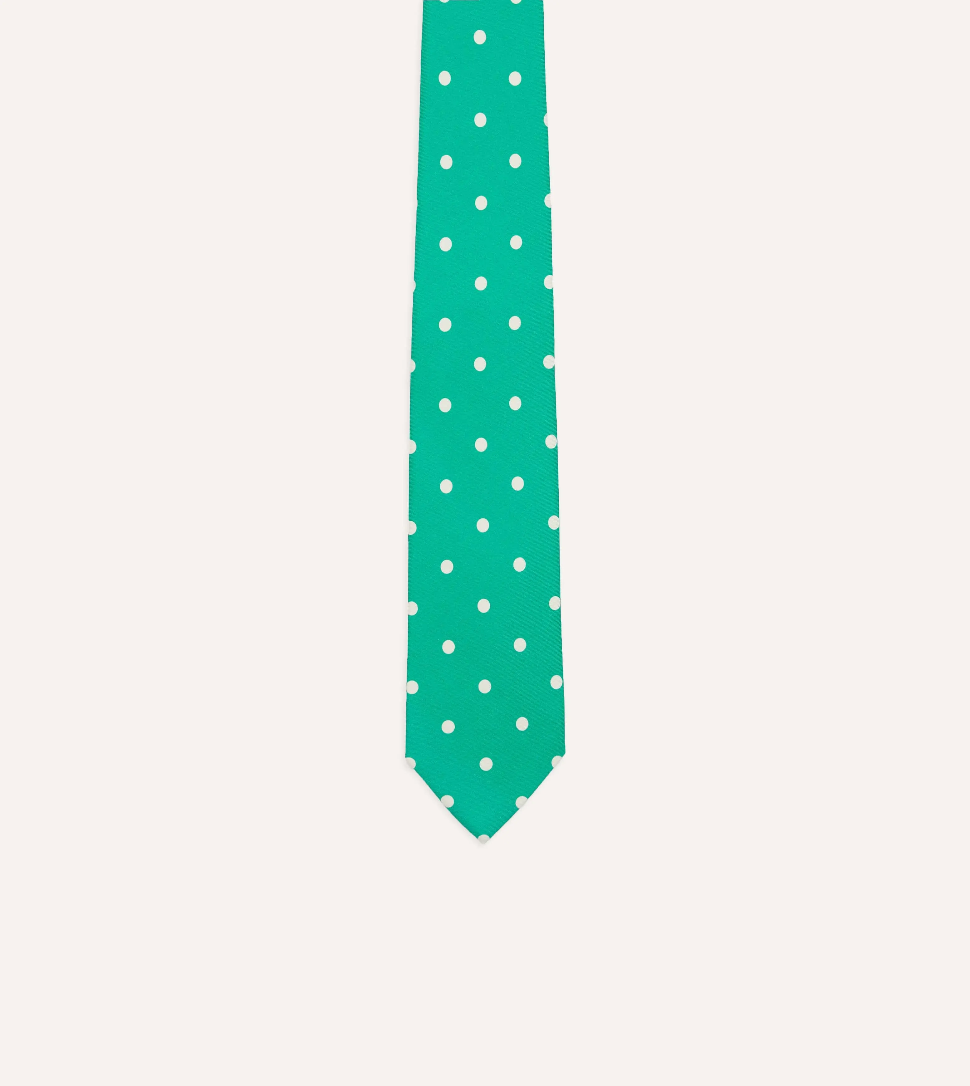 Green Polka Dot Silk Self-Tipped Tie