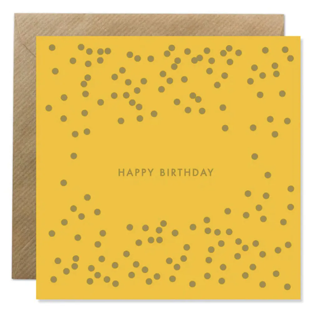 Happy Birthday with gold foil dots // Bold Bunny