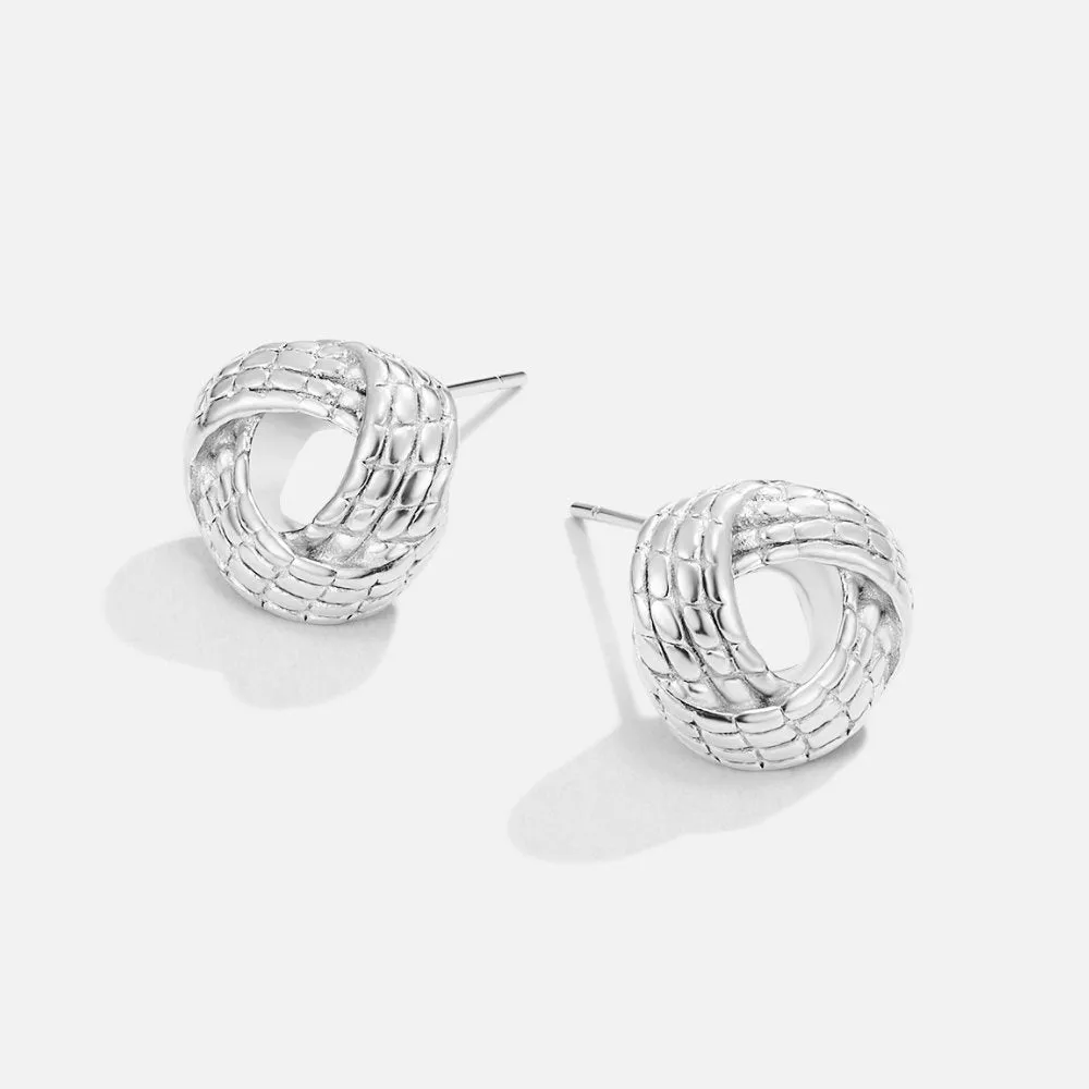 Knotted Twist Silver Earrings
