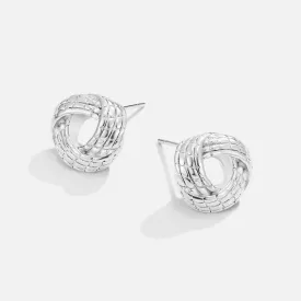 Knotted Twist Silver Earrings
