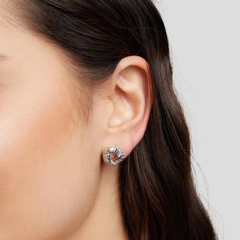 Knotted Twist Silver Earrings
