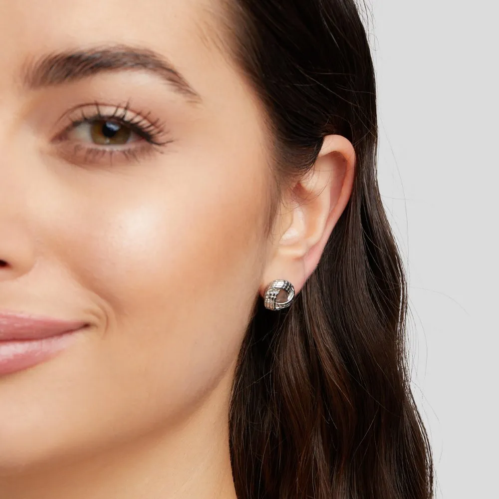 Knotted Twist Silver Earrings
