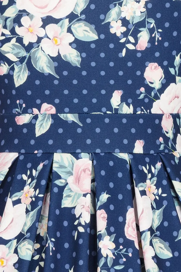 Lady Vintage Eva Dress in Polka Dot Floral