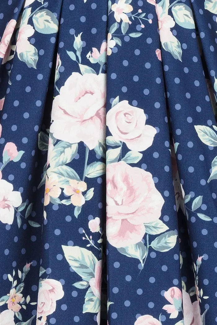 Lady Vintage Eva Dress in Polka Dot Floral