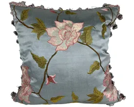 Large Vintage Embroidery Pillow Embroidered Flowers Decorative Cushion