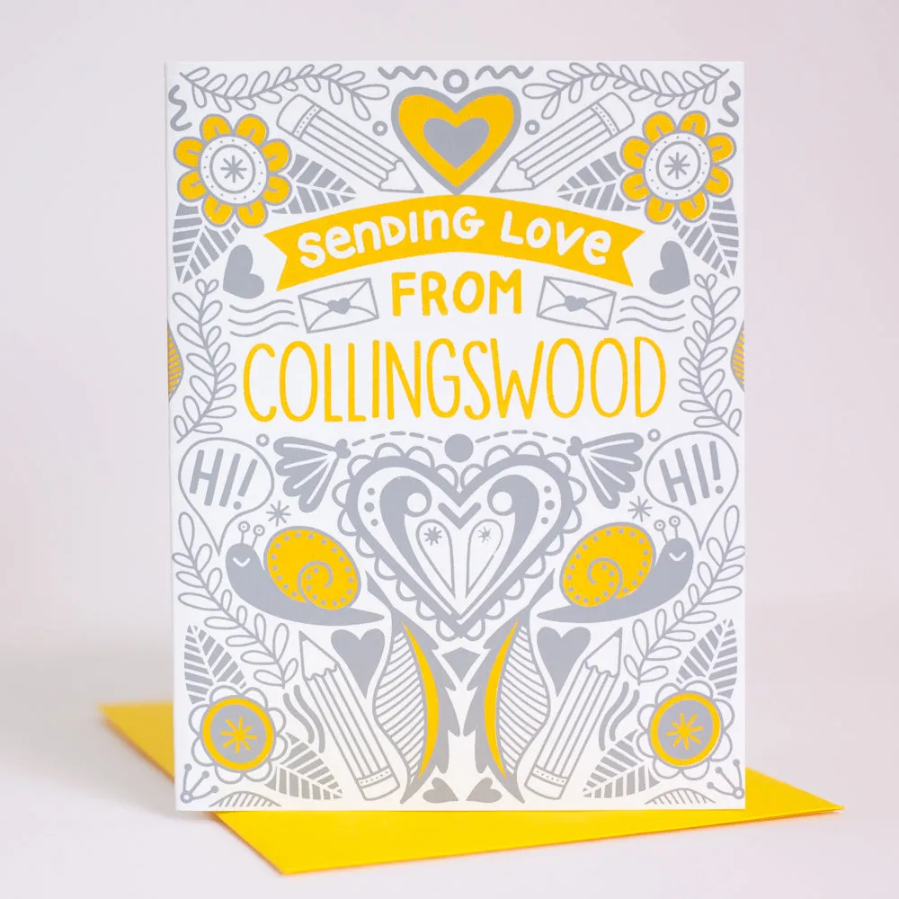 Love from Collingswood greeting card, sending love from New Jersey greeting card