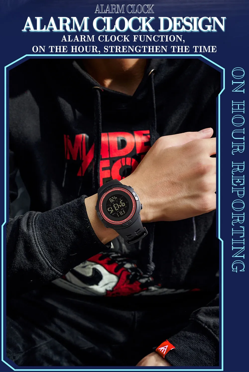 Men's Military Watch Fashion LED Digital Timing Alarm Clock 50M Waterproof Male Sports Wristwatch