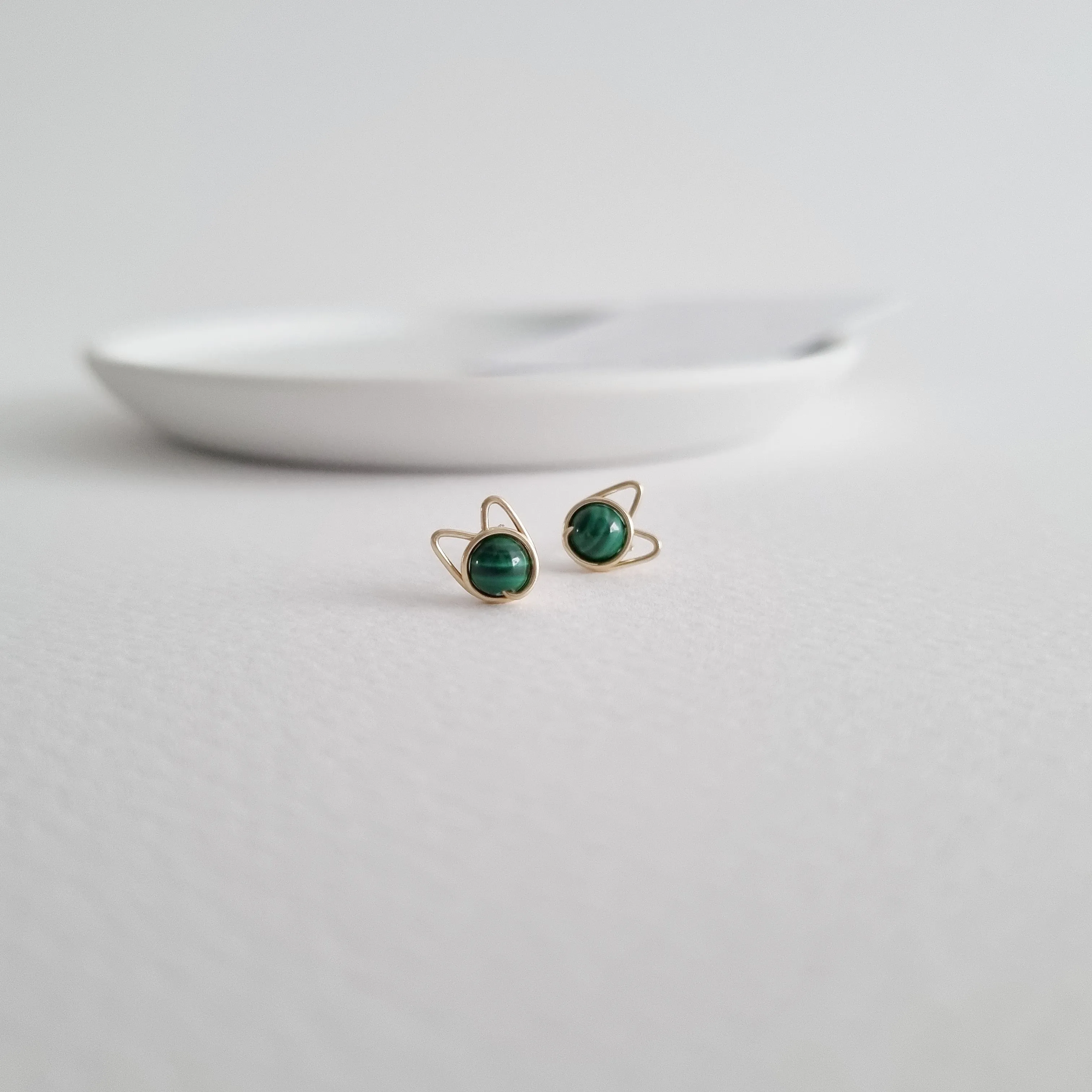Meowstuds (Small) / Malachite