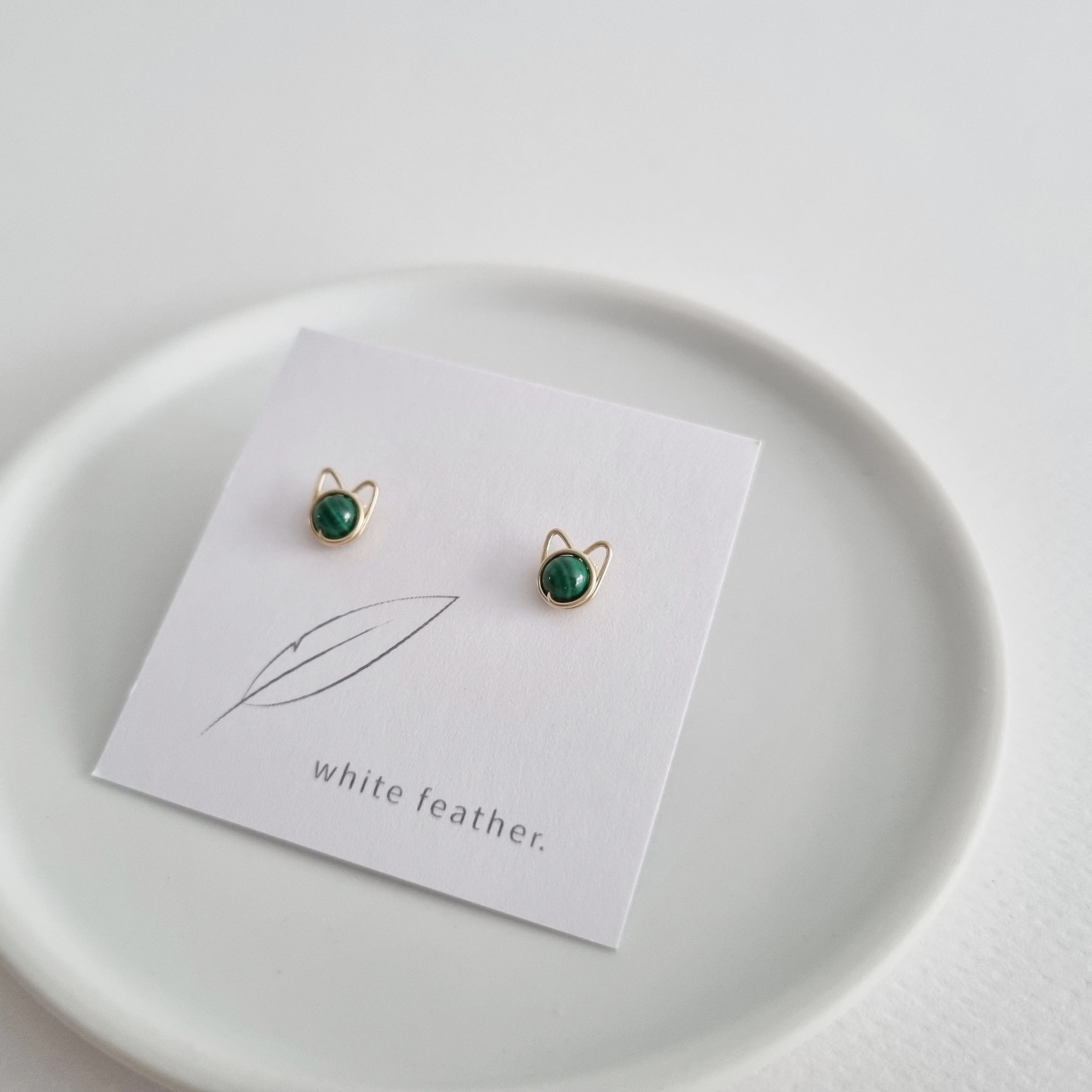 Meowstuds (Small) / Malachite
