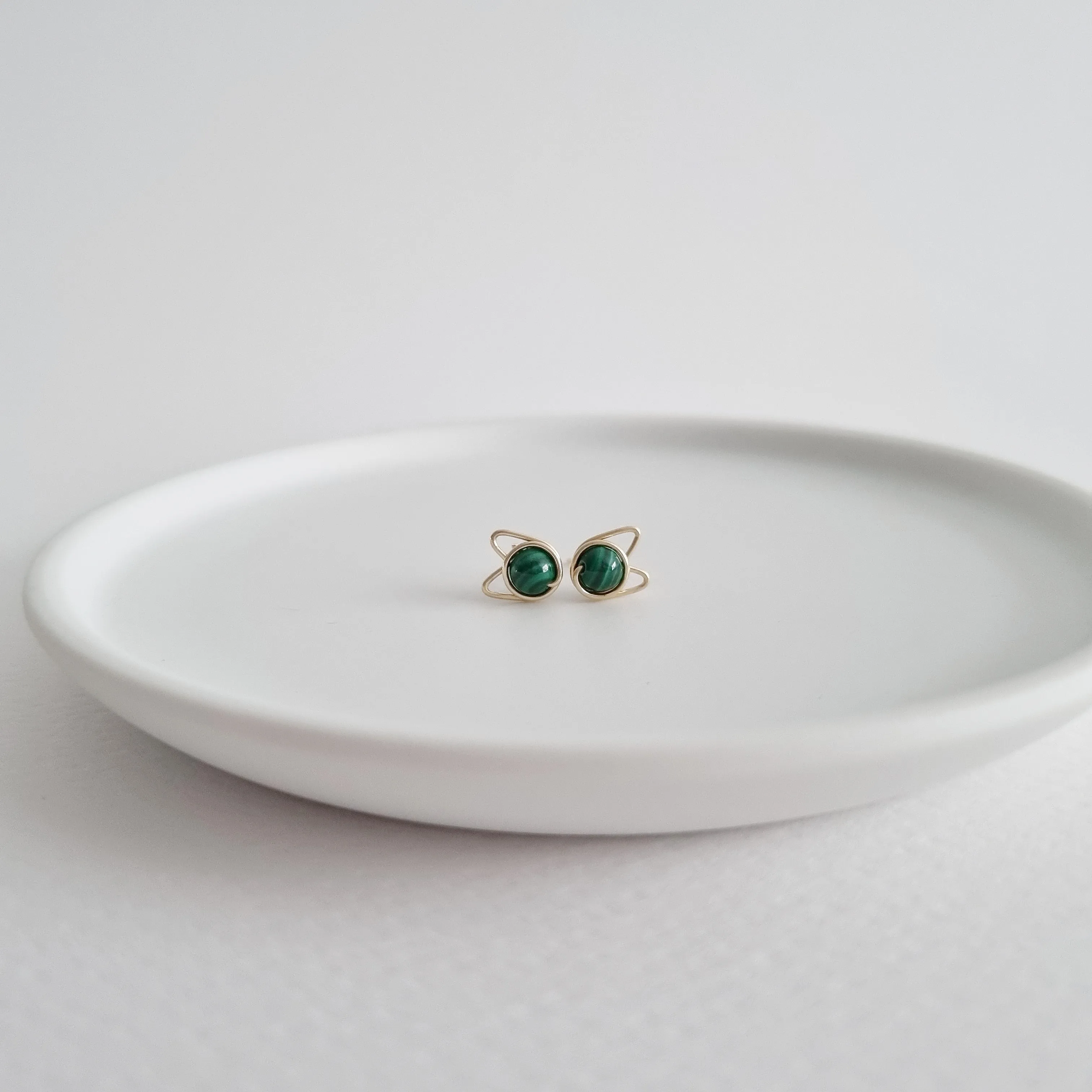 Meowstuds (Small) / Malachite
