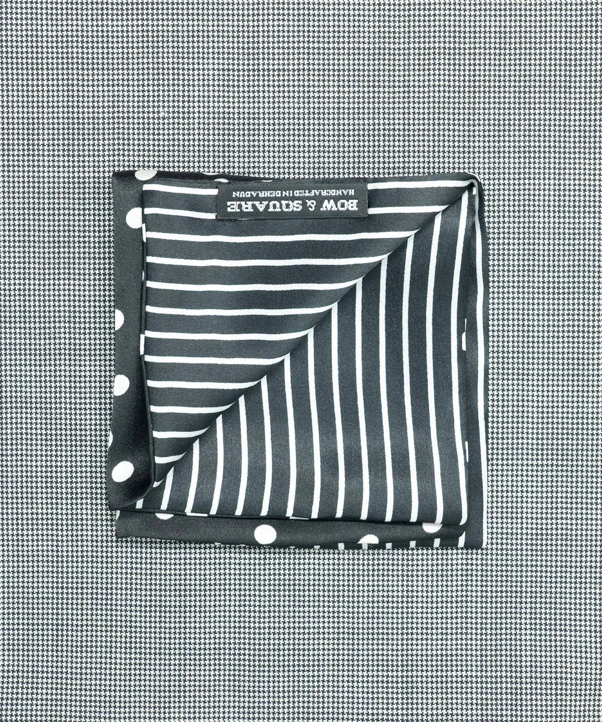 Elegant Monochrome Black Polka Dot Pocket Square for Men