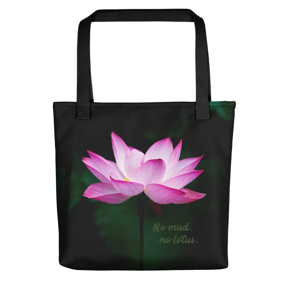 No mud no lotus yoga tote bag - womens tote bag - beach tote bag - Eco friendly tote bag - reusable grocery bag
