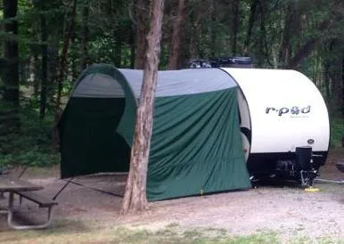PahaQue R-POD Teardrop Shelter Side Awning Silver / Blue Trim