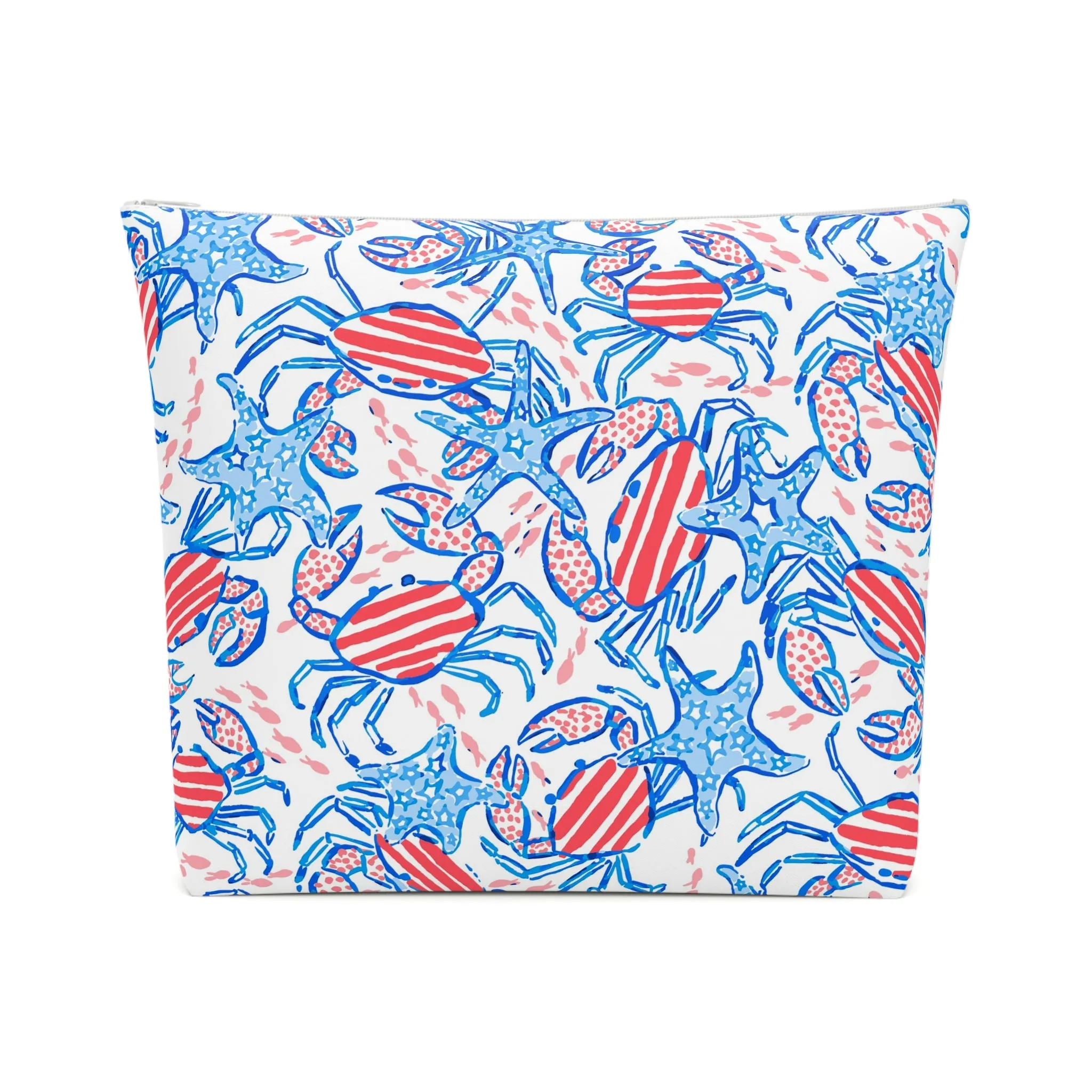 Patriotic Crab & Seashell Cosmetic Bag