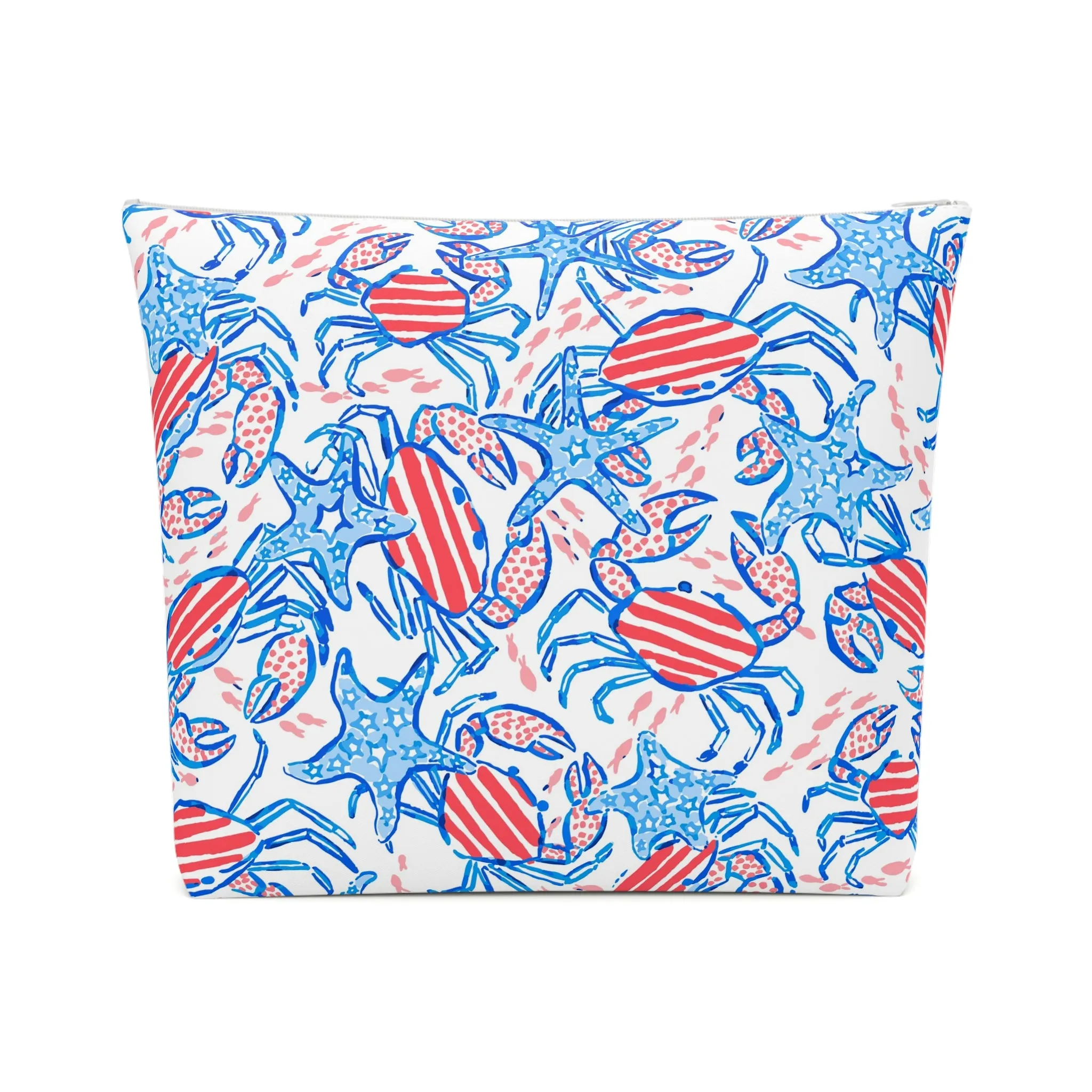 Patriotic Crab & Seashell Cosmetic Bag